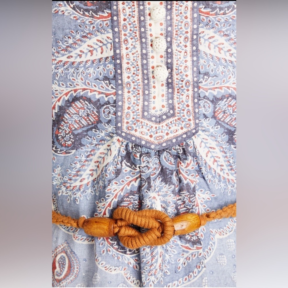 ZIMMERMANN Belted paisley-print linen midi dress ⚪️ - Picture 5 of 11